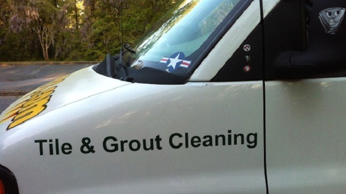 Dirt blasters truck side view tile and grout cleaning Atlanta GA.