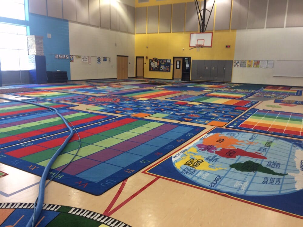 Huge area of rug getting cleaned. Commercial school rug cleaners Atlanta GA